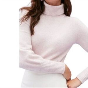 J.Crew Wool Blend Soft Yarn Puff Sleeve Turtleneck Sweater Size S Pink